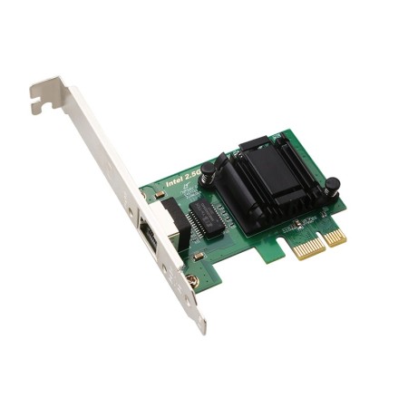 2.5 Gigabit Ethernet PCI Express PCI-E Network Interface Card 10/100/1000/25000 Mbps RJ45 LAN Intel I225 Chipset, Black