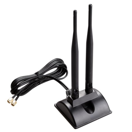 WiFi Antenna with RP-SMA Male Connector, 2.4GHz 5GHz Dual Band Antenna Magnetic Base for PCI-E WiFi Network Card USB Adapter