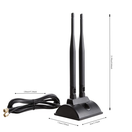 WiFi Antenna with RP-SMA Male Connector, 2.4GHz 5GHz Dual Band Antenna Magnetic Base for PCI-E WiFi Network Card USB Adapter